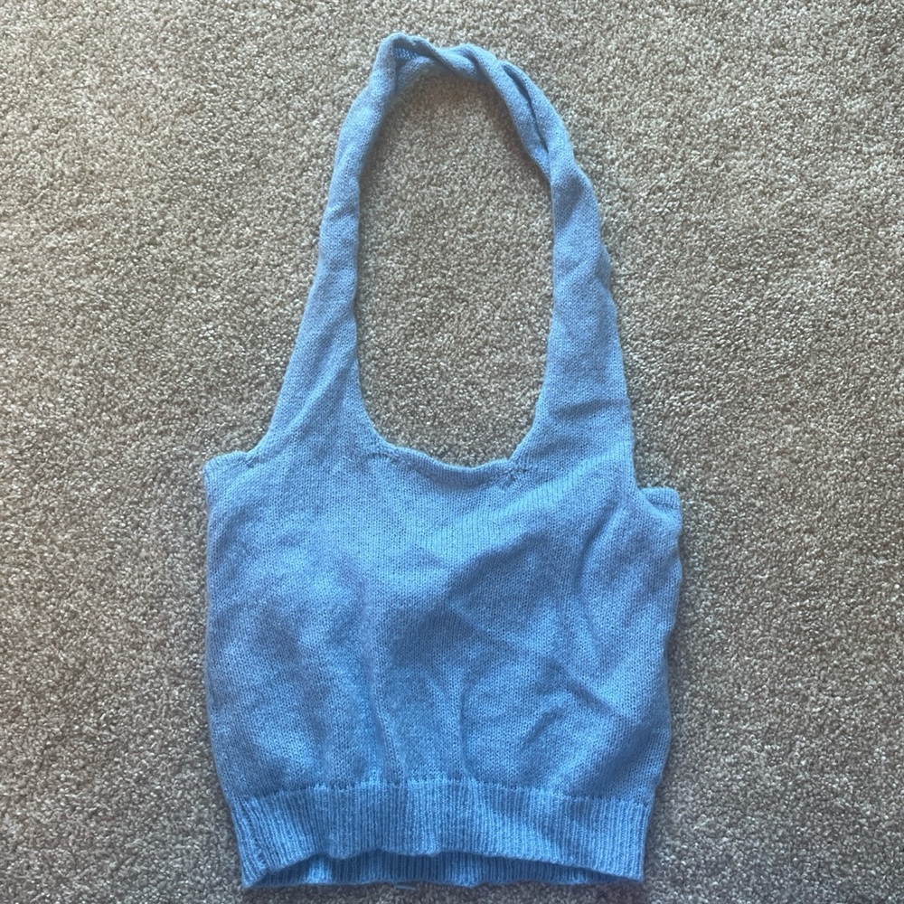 CIDER blue sweater halter top